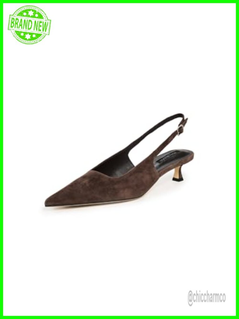 Suede Slingback Kitten Heel Pointed Toe Formal Pumps